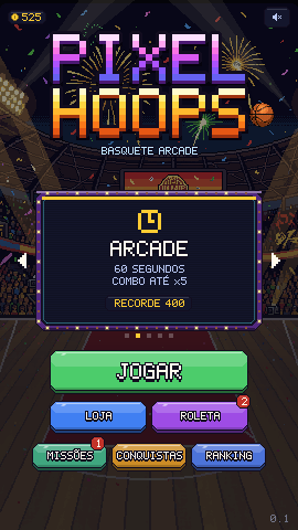 Tela inicial do Pixel Hoops